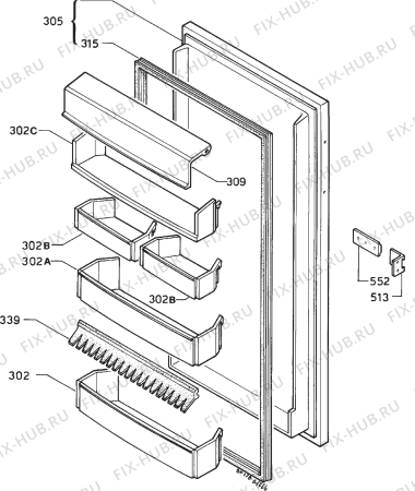 Взрыв-схема холодильника Electrolux RW855 - Схема узла Door 003